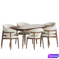 Oleandro Chair Clover Table Dining Set 3D Model Vray, Corona