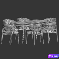 Oleandro Chair Clover Table Dining Set 3D Model Vray, Corona