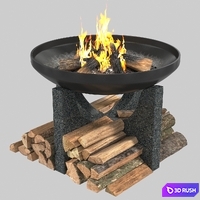 Outdoor fire pit S80 3D Model Vray, Corona