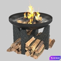 Outdoor fire pit S80 3D Model Vray, Corona