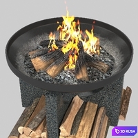 Outdoor fire pit S80 3D Model Vray, Corona