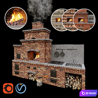 Barbecue oven / Brick BBQ 2014 3D Model Vray, Corona
