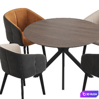 Ralf table Florence chair Dining set 3D Model Vray, Corona