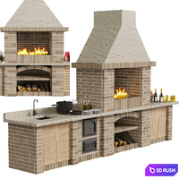Brick BBQ 3D Model Vray, Corona