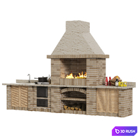 Brick BBQ 3D Model Vray, Corona