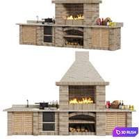 Brick BBQ 3D Model Vray, Corona