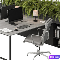 Employee Set - Office Furniture 399 3D Model Vray, Corona