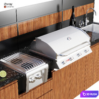 Outdoor kitchen 19 3D Model Vray, Corona