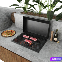 Outdoor kitchen with barbecue and pizza oven 3D Model Corona