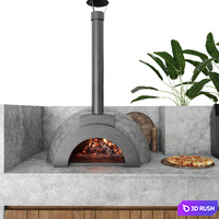 Outdoor kitchen with barbecue and pizza oven 3D Model Corona