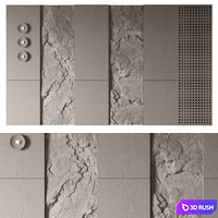 Wall rock panel №7 3D Model Vray, Corona