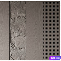 Wall rock panel №7 3D Model Vray, Corona