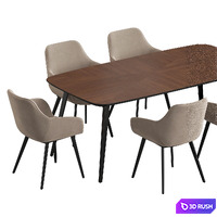 La Redoute Watford Dining set 3D Model Vray, Corona
