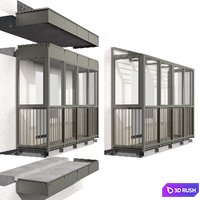 SIAL Balcony glazing, hinged and slab-supported 3D Model Corona