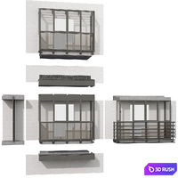 SIAL Balcony glazing, hinged and slab-supported 3D Model Corona