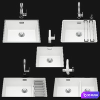 Set of kitchen sinks Blanko Subline 2 3D Model Vray, Corona