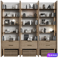 Bookcase in modern minimalist style 06 3D Model Vray, Corona