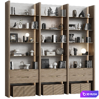 Bookcase in modern minimalist style 06 3D Model Vray, Corona