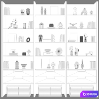 Bookcase in modern minimalist style 06 3D Model Vray, Corona