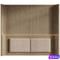 Headboard with wood panel in two sizes 3D Model Corona