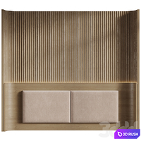Headboard with wood panel in two sizes 3D Model Corona