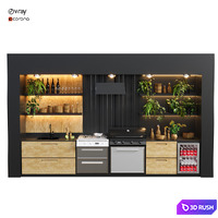 Outdoor kitchen 78 3D Model Vray, Corona