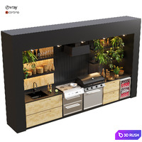 Outdoor kitchen 78 3D Model Vray, Corona