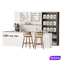 Cafe and restaurant coffee spot 3D Model Vray, Corona