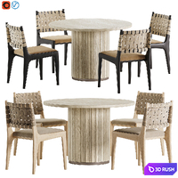 Dunham Dining Chair and Chelsea Dining table 3D Model Vray, Corona