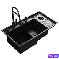 Asras Large Size Nanometer Cup Rinser Stepped Kitchen Sink 2 3D Model Vray, Corona