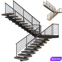 Staircase 066 3D Model Vray, Corona