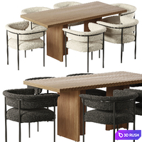 Carrie Outdoor Dining Chair and Lars Dining Table 3D Model Vray, Corona