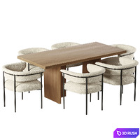 Carrie Outdoor Dining Chair and Lars Dining Table 3D Model Vray, Corona