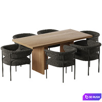 Carrie Outdoor Dining Chair and Lars Dining Table 3D Model Vray, Corona