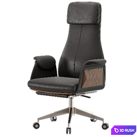 Reclining Leather Office Desk Chair black 3D Model Corona