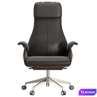Reclining Leather Office Desk Chair black 3D Model Corona