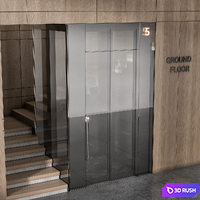 ELEVATOR &amp; STAIR NO16 3D Model Vray, Corona