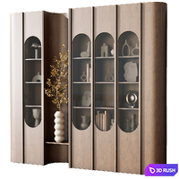 Wooden Shelves Decorative With Plants and Book - Wooden Rack 34 3D Model Vray, Corona