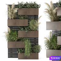 Outdoor Plants Pallet Vertical Planter Pots_Set 2989 3D Model Vray, Corona