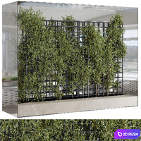 Plants Set Partition In Behind Glass - Ivy Garden Wall Decor Set 116 3D Model Vray, Corona