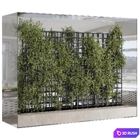 Plants Set Partition In Behind Glass - Ivy Garden Wall Decor Set 116 3D Model Vray, Corona