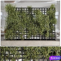 Plants Set Partition In Behind Glass - Ivy Garden Wall Decor Set 116 3D Model Vray, Corona