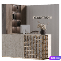 Office set 01 - reception desk with glass block 3D Model Corona