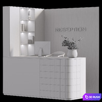 Office set 01 - reception desk with glass block 3D Model Corona