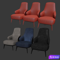 Minotti Leslie Bergere Armchair 3D Model Vray, Corona