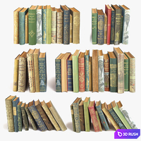 Old books on the shelf set 11 3D Model Vray, Corona