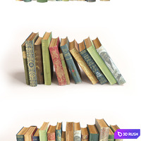 Old books on the shelf set 11 3D Model Vray, Corona