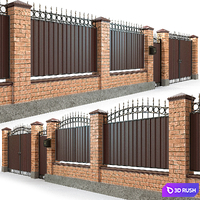 Fence with gate and wicket 5 3D Model Vray, Corona