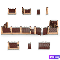 Fence with gate and wicket 5 3D Model Vray, Corona