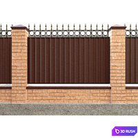 Fence with gate and wicket 5 3D Model Vray, Corona